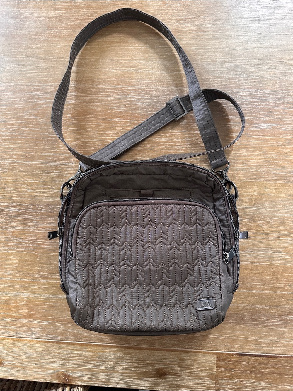 lug Quilted Crossbody Bag in Brown